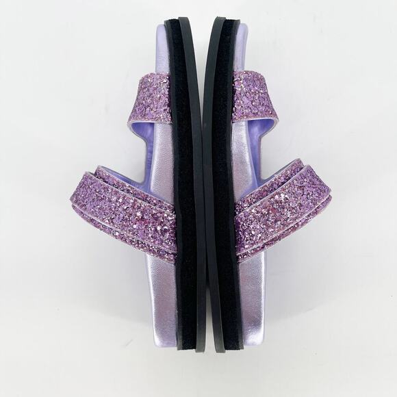 Jimmy Choo Purple Glitter Crystal Embellished Marga Double Strap Sandal IT 37 - Picture 5 of 10
